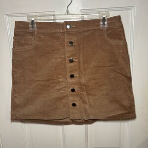 Corduroy Button-Front Mini Skirt